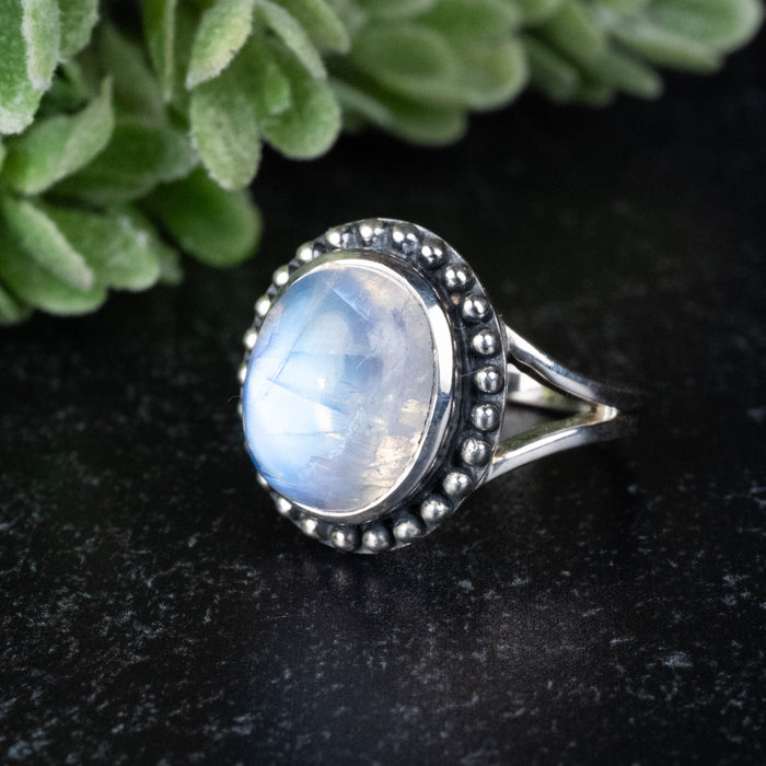 Moonstone Ring 12x9mm Size 5
