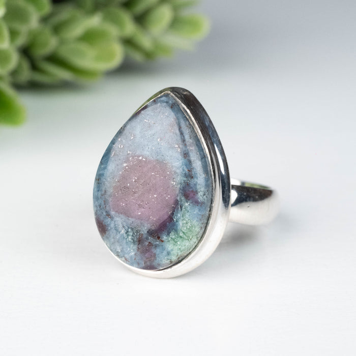 Kyanite + Ruby Ring 18x12mm Size 7