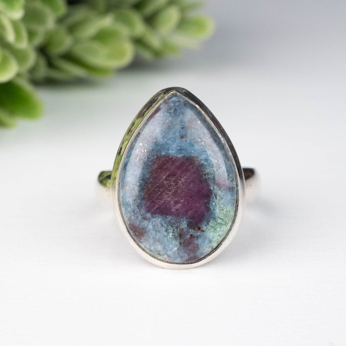 Kyanite + Ruby Ring 18x12mm Size 7