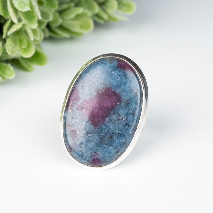 Kyanite + Ruby Ring 26x17mm Size 7.5