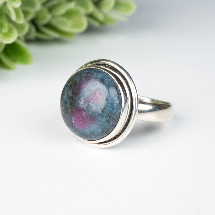 Kyanite + Ruby Ring 14mm Size 8.5
