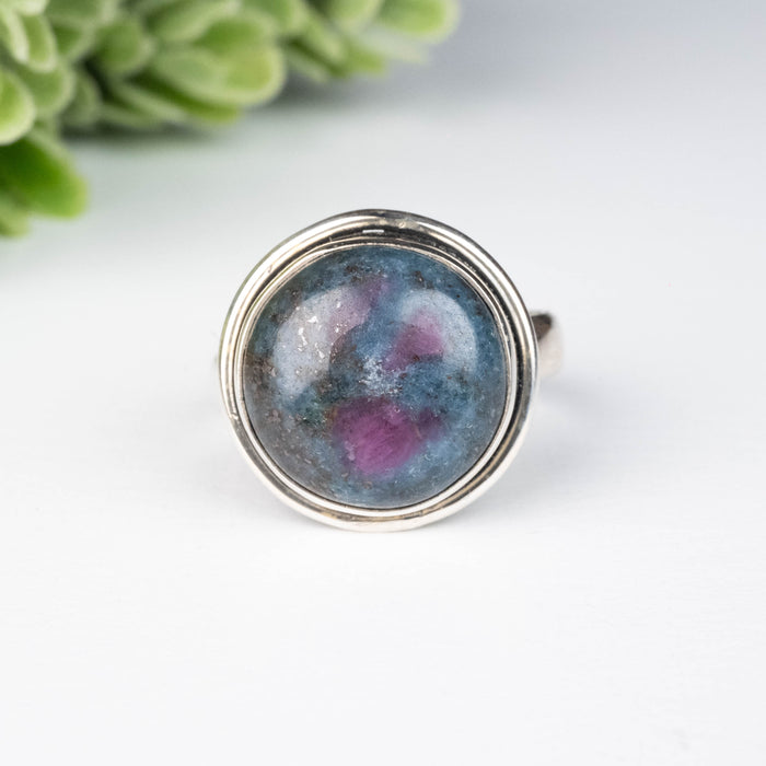 Kyanite + Ruby Ring 14mm Size 8.5
