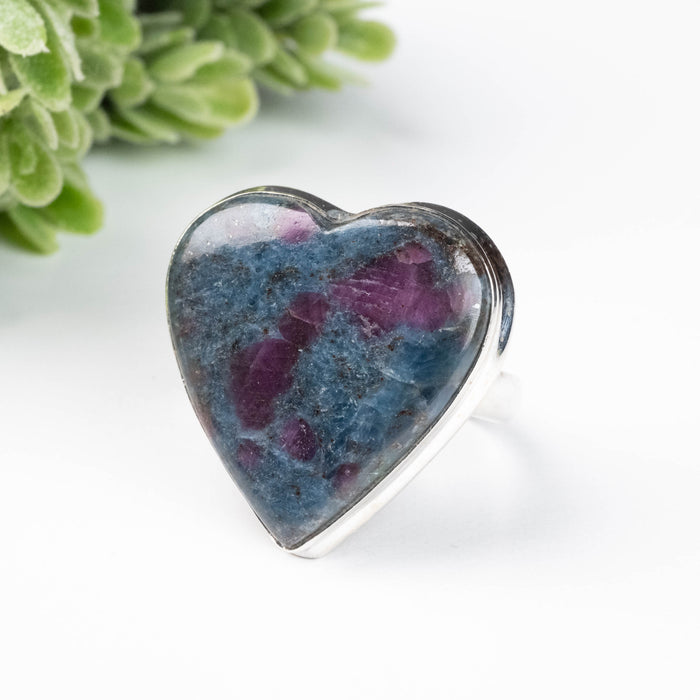 Kyanite + Ruby Ring 25mm Size 10