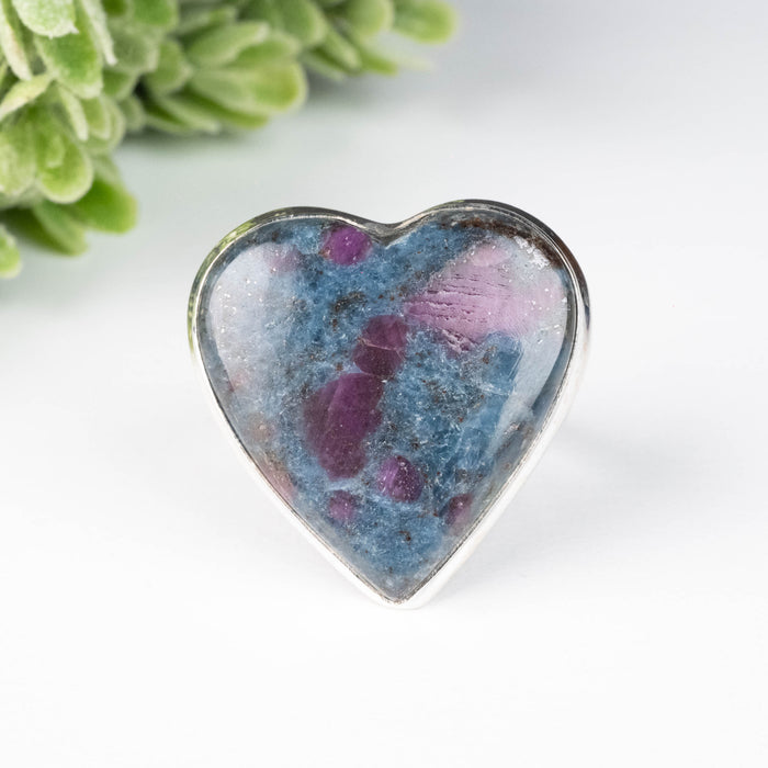 Kyanite + Ruby Ring 25mm Size 10