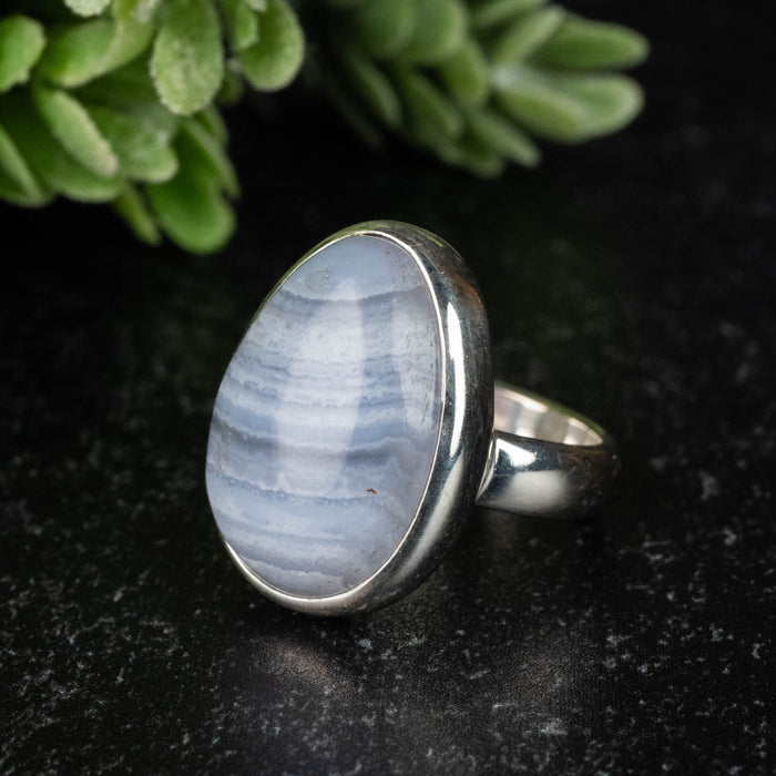 Blue Lace Agate Ring 18x14mm Size 5