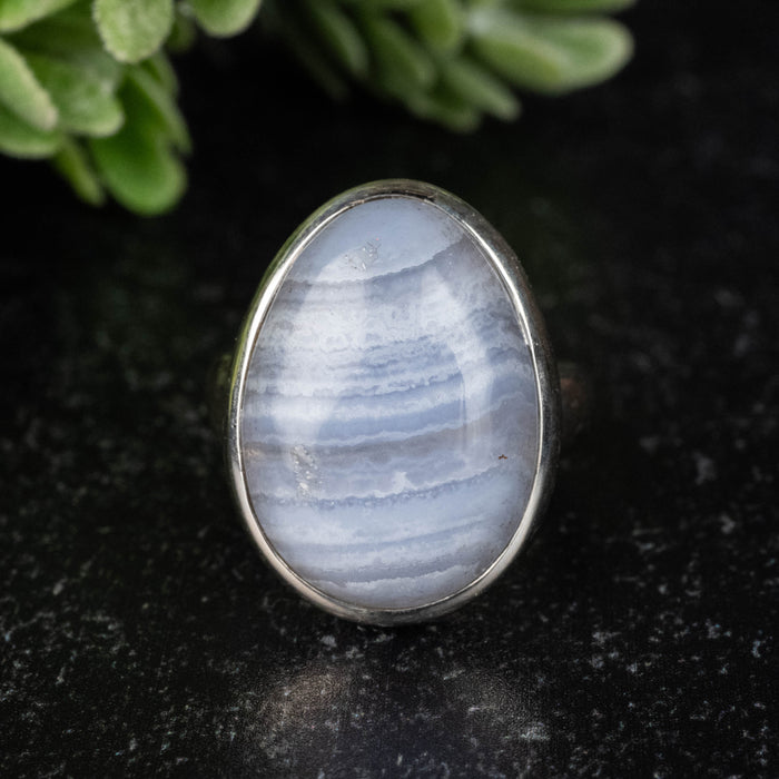 Blue Lace Agate Ring 18x14mm Size 5