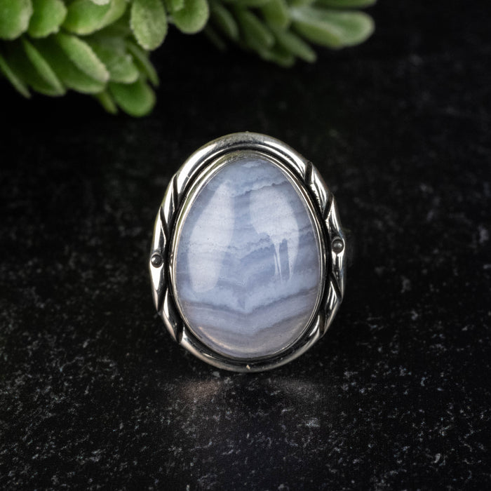 Blue Lace Agate Ring 18x14mm Size 7