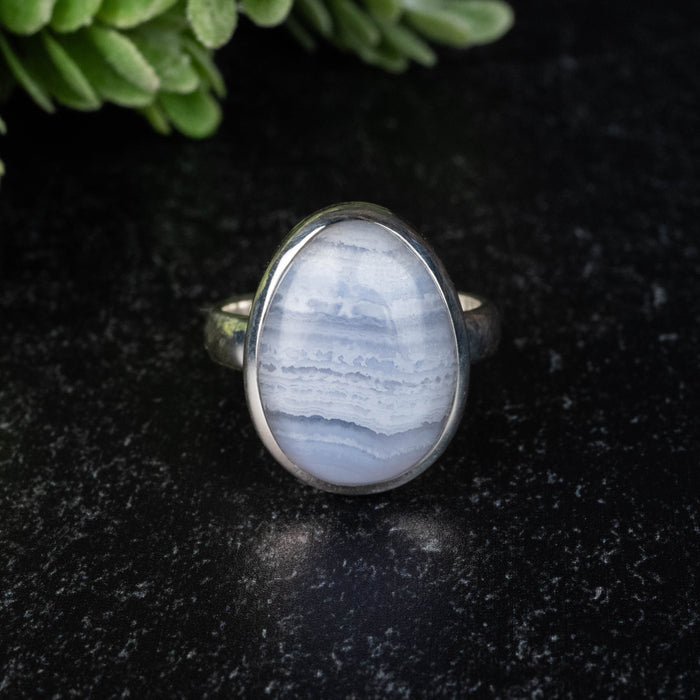 Blue Lace Agate Ring 17x13mm Size 8