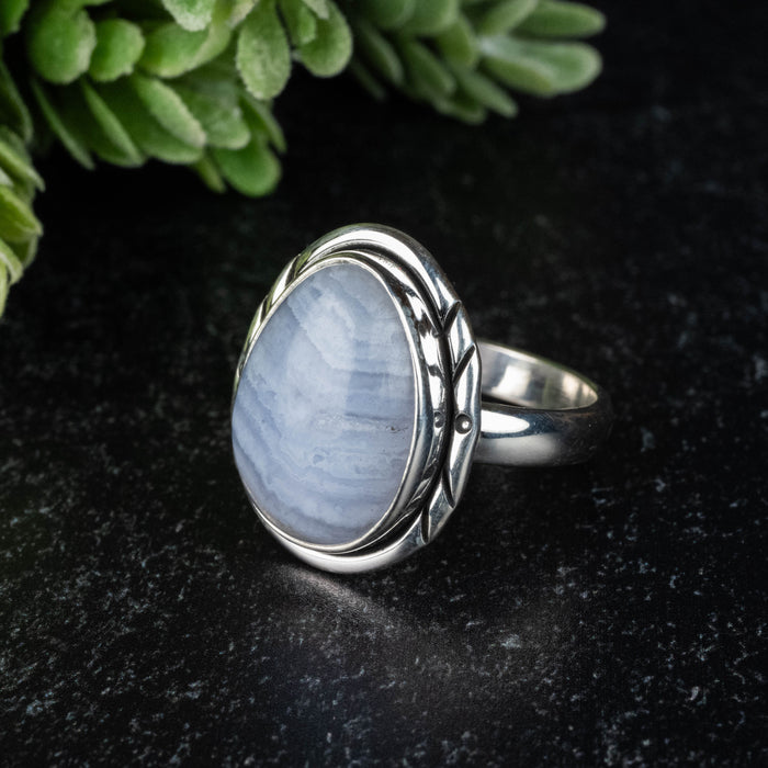 Blue Lace Agate Ring 18x14mm Size 11