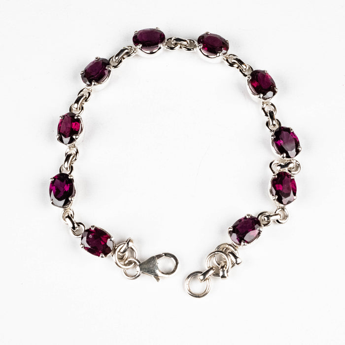 Rhodolite Garnet Bracelet 7.75" 8x6mm
