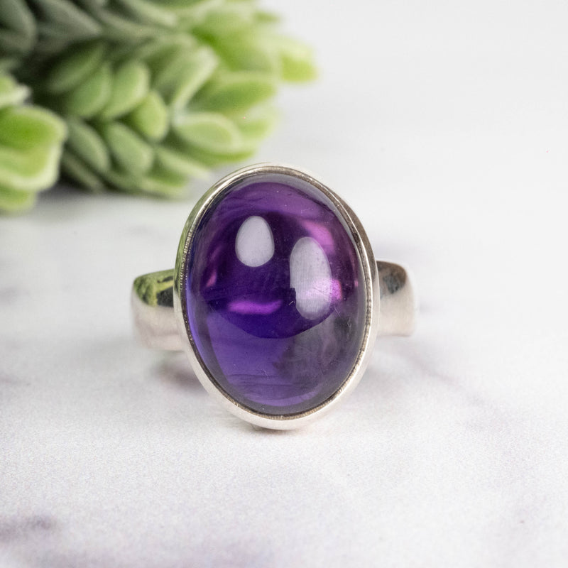 Amethyst Ring 16x12mm Size 7.5 - InnerVision Crystals