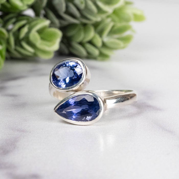 Tanzanite Ring 10x6+8x6mm Size 8 Adjustable