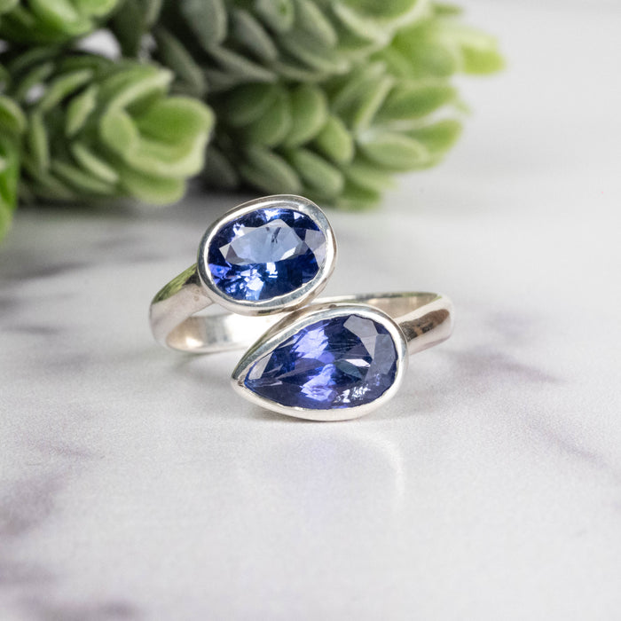 Tanzanite Ring 10x6+8x6mm Size 8 Adjustable