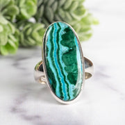 Chrysocolla + Malacite Ring 28x13mm Size 9 - InnerVision Crystals