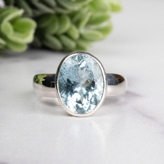 Aquamarine Ring 12x9mm Size 8