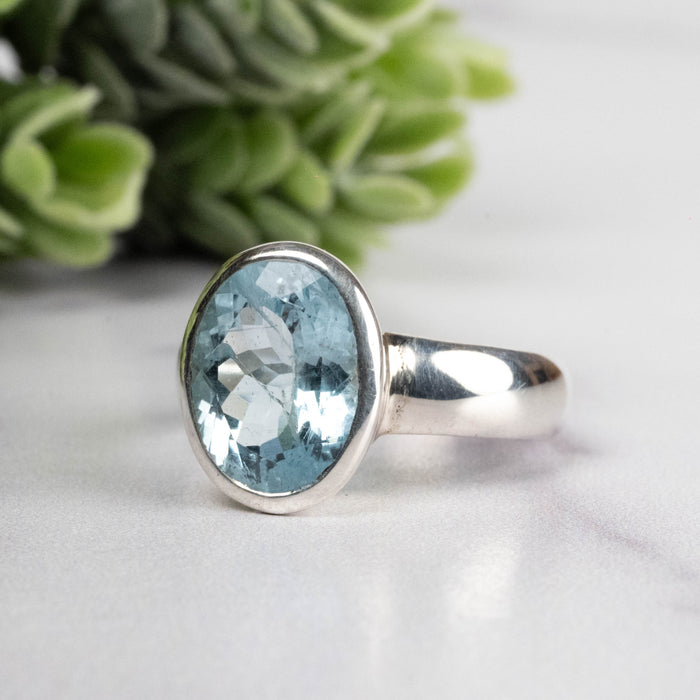 Aquamarine Ring 12x9mm Size 8.5