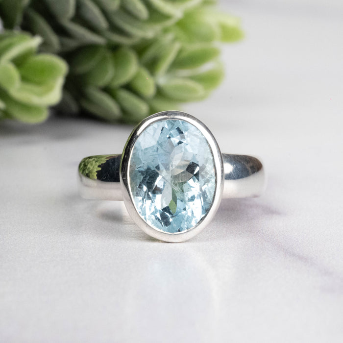 Aquamarine Ring 12x9mm Size 8.5