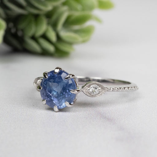 Tanzanite + White Topaz Ring 6.5mm Size 7 - InnerVision Crystals