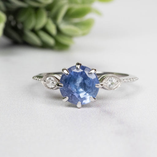 Tanzanite + White Topaz Ring 6.5mm Size 7 - InnerVision Crystals