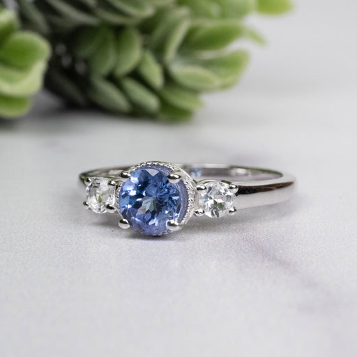 Tanzanite + White Topaz Ring 5.5mm Size 7 - InnerVision Crystals
