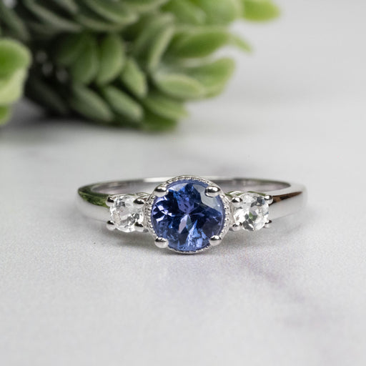 Tanzanite + White Topaz Ring 5.5mm Size 7 - InnerVision Crystals