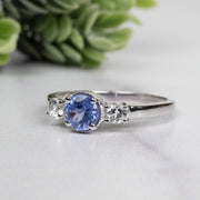 Tanzanite + White Topaz Ring 5.5mm Size 8 - InnerVision Crystals