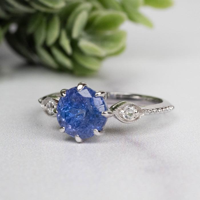 Tanzanite + White Topaz Ring 6.5mm Size 6