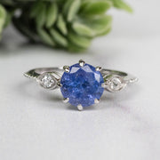 Tanzanite + White Topaz Ring 6.5mm Size 6 - InnerVision Crystals