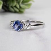 Tanzanite + White Topaz Ring 5.5mm Size 8 - InnerVision Crystals