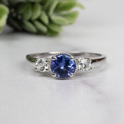 Tanzanite + White Topaz Ring 5.5mm Size 8 - InnerVision Crystals