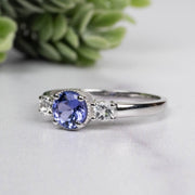 Tanzanite + White Topaz Ring 5.5mm Size 8 - InnerVision Crystals