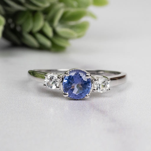 Tanzanite + White Topaz Ring 5.5mm Size 8 - InnerVision Crystals
