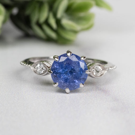 Tanzanite + White Topaz Ring 6.5mm Size 6 - InnerVision Crystals