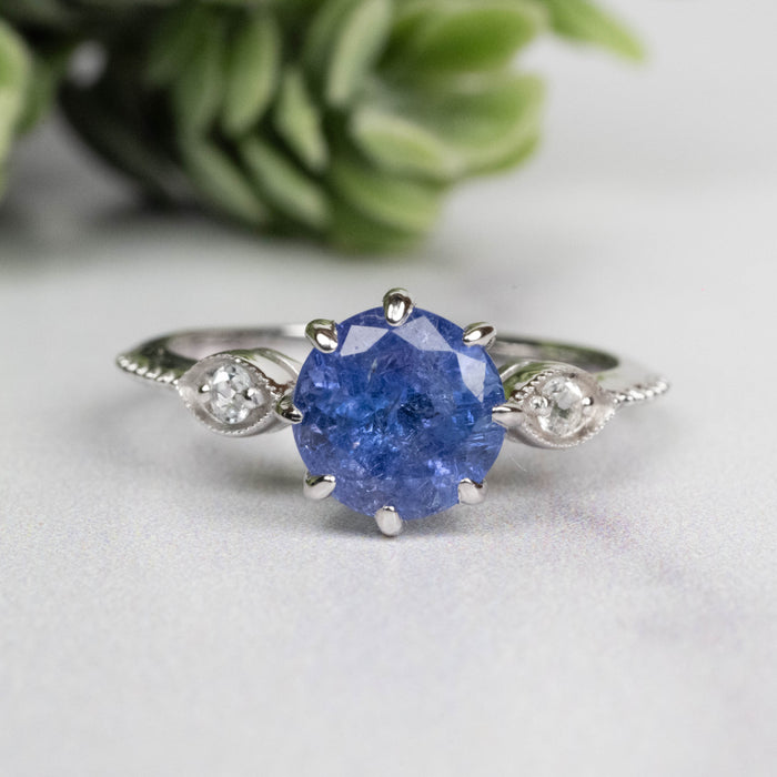 Tanzanite + White Topaz Ring 6.5mm Size 6