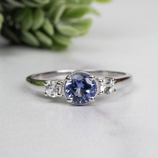 Tanzanite + White Topaz Ring 5.5mm Size 9 - InnerVision Crystals