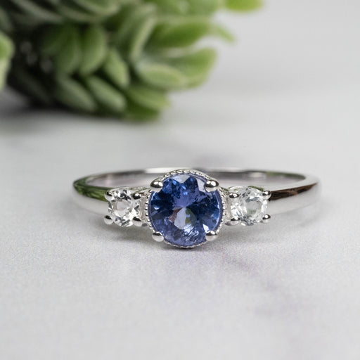 Tanzanite + White Topaz Ring 5.5mm Size 9 - InnerVision Crystals