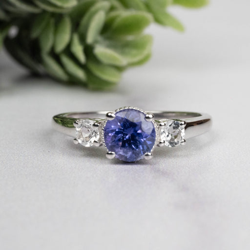 Tanzanite + White Topaz Ring 5.5mm Size 6 - InnerVision Crystals