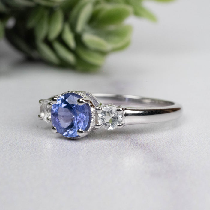 Tanzanite + White Topaz Ring 5.5mm Size 6