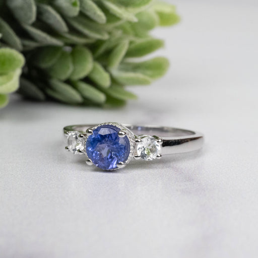 Tanzanite + White Topaz Ring 5.5mm Size 7 - InnerVision Crystals