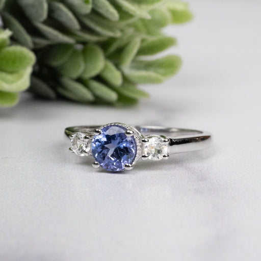 Tanzanite + White Topaz Ring 5.5mm Size 7 - InnerVision Crystals