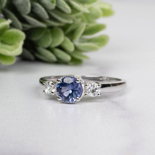 Tanzanite + White Topaz Ring 5.5mm Size 8 - InnerVision Crystals