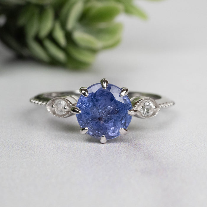 Tanzanite + White Topaz Ring 6.5mm Size 6