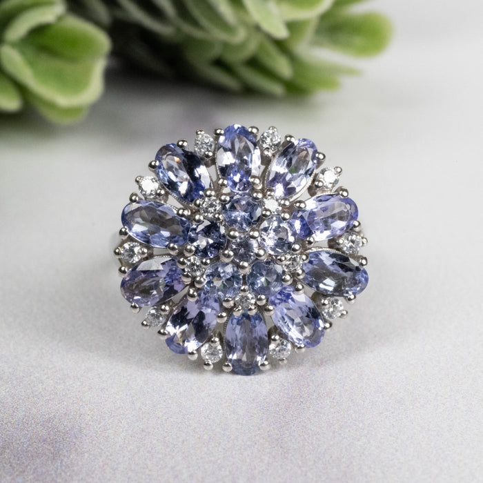 Tanzanite + White Topaz Ring 2-4mm Size 6