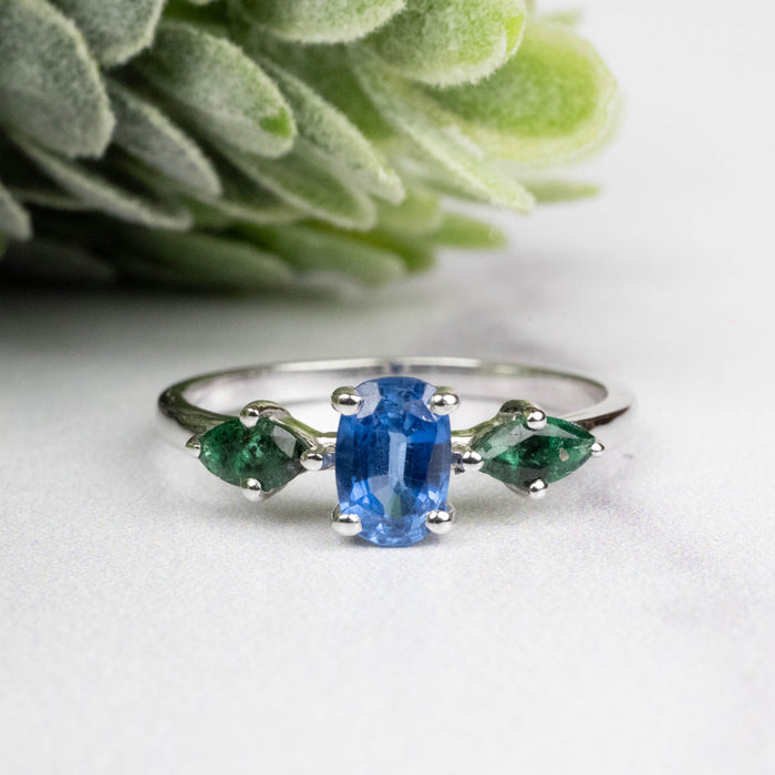 Kyanite + Emerald Ring 5-6mm Size 6