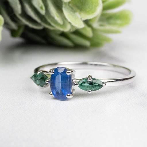 Kyanite + Emerald Ring 5-6mm Size 8 - InnerVision Crystals
