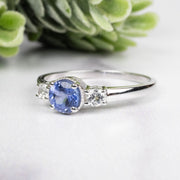 Tanzanite + White Topaz Ring 5.5mm Size 10 - InnerVision Crystals
