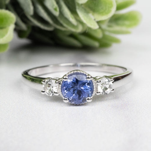 Tanzanite + White Topaz Ring 5.5mm Size 10 - InnerVision Crystals