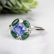 Tanzanite + Emerald + White Topaz Ring 2-5.5mm Size 6 - InnerVision Crystals