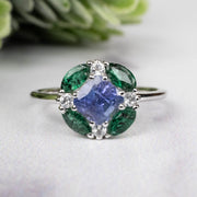 Tanzanite + Emerald + White Topaz Ring 2-5.5mm Size 7 - InnerVision Crystals