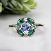 Tanzanite + Emerald + White Topaz Ring 2-5.5mm Size 8 - InnerVision Crystals